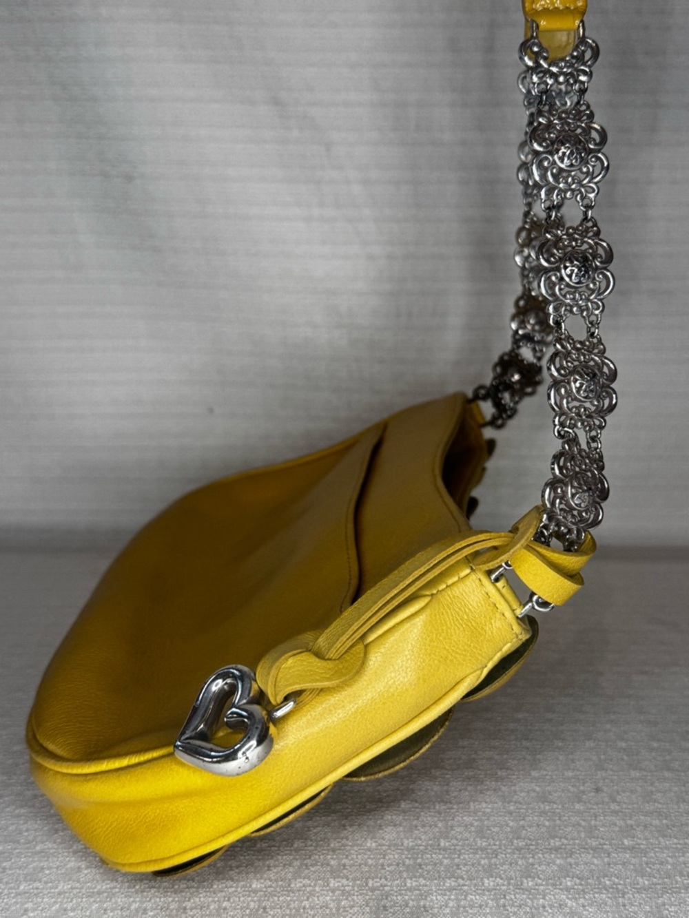 Brighton Mustard Yellow Quilted Floral Leather Shoulder Bag - Picture 3 of 11